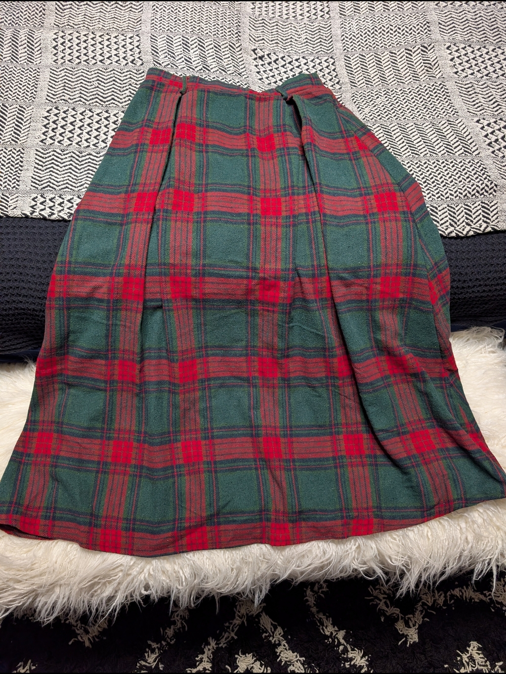 Classic Green & Red Plaid A-Line Skirt